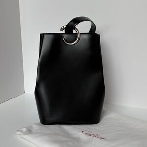 Cartier Black Leather Panthere One Shoulder Backpack